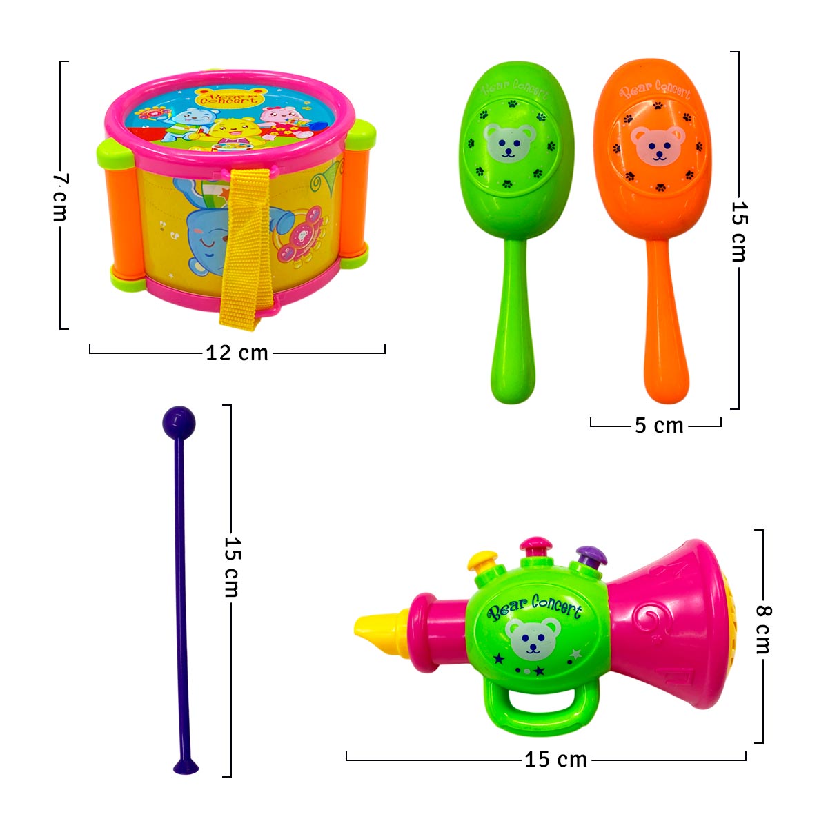 Juguete Musical Para Bebés Tambor Maracas Y Trompeta